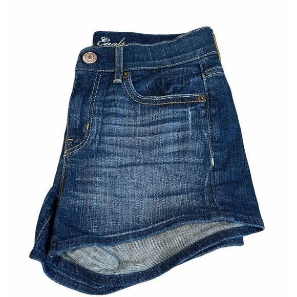 American Eagle 0 Stretch‎ Distressed Denim Blue Jean Shorts Five Pockets - Picture 3 of 5